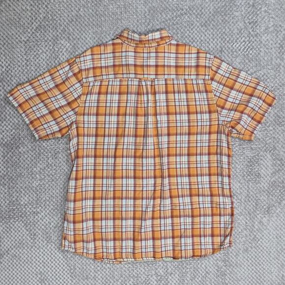 The North Face Bagley Poplin Shirt Mens Orange Plaid XL Button Up Short Sleeve - Picture 2 of 5